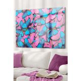 Ne Verelim Size Pembe Ve Mavi Kelebek | Hayvan Temalı Cam Tablo | 50X70 Cm