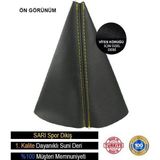 Ne Verelim Size Skoda Super B Siyah Deri özel yeni Tasarım Sarı Şerit Spor Dikiş Vites Körüğü