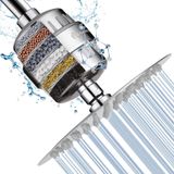 NearMoon Duş Başlığı ve 15 Kademeli Duş Filtresi Combo, Sert Su için Yüksek Basınçlı Filtreli Duş Başlığı, Cildinizin Durumunu İyileştirir, Saçlar - 1 Değiştirilebilir Filtre Kartuşu (8 inç, Krom)