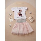 Neat Kids Kız Bebek Minnie Mouse Kısa Kol Tütü Etek Özel Gün Doğum Günü Bayramlık Takım - 12 Ay - Pudra