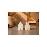 Nebron 2 Li Kış Evi Masa Üstü Raf Dekor Tealight Mumluk 8,5x9 Cm Hediyelik Dekor Seti Sert Plastik 2 li Kahve Köşesi, Masaüstü Dekor.