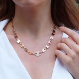 Necati Gün Düğme Modeli Zirkon Taşlı Rose Gold Kaplama Gümüş Kolye
