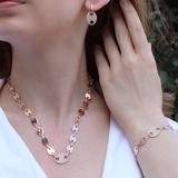Necati Gün Düğme Modeli Zirkon Taşlı Rose Gold Kaplama Gümüş Set