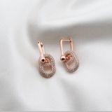 Necati Gün Zirkon Taşlı Rose Gold Kaplama Düğme Gümüş Küpe