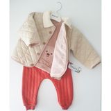 Necix's Kapitone Bear Ceketli 3lü Erkek Bebek Takımı - Bej - 9 - 12 Ay