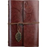 NectaRoy Yapraklı Not Defteri, Klasik Pu Deri Kapak, Seyahat Defteri, Travel Journal, Günlük, Seyahat Günlüğü - Standart