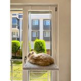 Ned Askılı Kedi Pencere Yatağı - Peluş Kumaşlı Cam Önü Kedi Hamak Yatağı - Gri