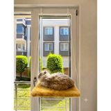 Ned Askılı Kedi Pencere Yatağı - Peluş Kumaşlı Cam Önü Kedi Hamak Yatağı - Sarı