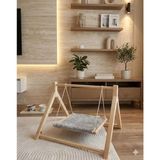 Ned Kedi Salıncağı-Doğal Çam Kedi Dinlenme Alanı-Kedi Yatağı-Kedi Balkon Mobilyası-Kedi Bahçe Mobilyası - Gri