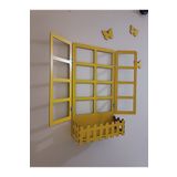 NED MDF LAZER DEKARASYON SARI PANJUR FOTOĞRAFLIK KELEBEKLİ PENCERE TEMALI ÇİÇEKLİK AHŞAP MDF LAZER KESİM 3MM DUVAR SÜSÜ