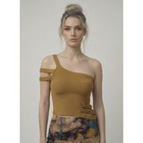 Neden Tekstil - Asimetrik Tek Omuz Triko Crop Bluz - Standart - Camel