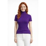 Neden Tekstil - Boğazlı Yarasa Kollu Fitilli Crop Bluz - Standart - Mor