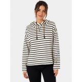 Neden Tekstil - Kadın Çizgili Kapüşonlu Uzun Kollu Sweatshirt - 38 - Beyaz