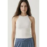 Neden Tekstil - Kadın Fitilli Halter Yaka Crop Bluz - S/M - Beyaz