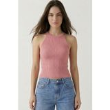 Neden Tekstil - Kadın Fitilli Halter Yaka Crop Bluz - S/M - Pembe