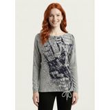 Neden Tekstil - Kadın Gri Desenli Triko Tunik Bluz - 38 - Gri