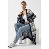 Neden Tekstil Kadın Oversize Triko Uzun Hırka Geometrik Desen Uzun