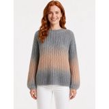 Neden Tekstil Kadın Oversize Triko Yuvarlak Yaka Renk Geçişli Kazak - Çok Renkli - 38