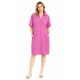 Neden Tekstil - Kadın Regular Kesim Kısa Kollu Tunik Elbise - 46 - Pembe