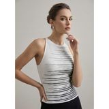 Neden Tekstil - Kadın Renkli Çizgi Detaylı Askılı Triko Bluz - Standart - Gri-Antrasit-Siyah
