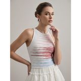 Neden Tekstil - Kadın Renkli Çizgi Detaylı Askılı Triko Bluz - Standart - Pembe-Kırmızı-Mavi