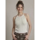 Neden Tekstil - Kadın Triko Örme Halter Yaka Crop Bluz - Standart - Beyaz