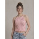 Neden Tekstil - Kadın Triko Örme Halter Yaka Crop Bluz - Standart - Pembe