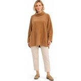 Neden Tekstil Kadın Triko Oversize Boğazlı Kazak Camel - Kahverengi - 46