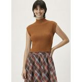 Neden Tekstil - Kadın Yarım Balıkçı Yaka Fitilli Triko Kolsuz Crop Bluz - Standart - Kahverengi