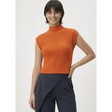 Neden Tekstil - Kadın Yarım Balıkçı Yaka Fitilli Triko Kolsuz Crop Bluz - Standart - Turuncu