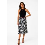 Neden Tekstil Kadın Zebra Desenli Midi Etek - Çok Renkli - 38