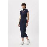 Neden Tekstil - Modern Fit Sıfır Kol Yarım Balıkçı Yaka Triko Elbise - Standart - Lacivert