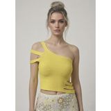 Neden Tekstil - Neden Tekstil Asimetrik Tek Omuz Triko Crop Bluz - Standart - Sarı