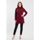 Neden Tekstil - Neden Tekstil Bordo Uzun Triko Kadın Tunik Bluz - 40 - Bordo