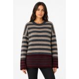 Neden Tekstil - Neden Tekstil Kadın Çizgili Oversize Triko Kazak - Standart - Çok Renkli