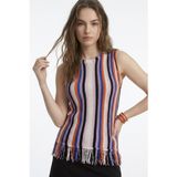 Neden Tekstil - Neden Tekstil Kadın Çok Renkli Çizgili Püsküllü Triko Bluz - S/M - Çok Renkli