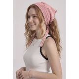 Neden Tekstil - Neden Tekstil Kadın File Örgü Dantel Görünümlü Çok Amaçlı Bandana Yazlık Plaj Uyumlu Delikli Triko Saç Bandanası Ve Bel Aksesuarı - Açık Pembe - M
