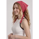 Neden Tekstil - Neden Tekstil Kadın File Örgü Dantel Görünümlü Çok Amaçlı Bandana Yazlık Plaj Uyumlu Delikli Triko Saç Bandanası Ve Bel Aksesuarı - Fuşya - M