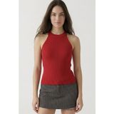 Neden Tekstil - Neden Tekstil Kadın Fitilli Halter Yaka Crop Bluz - S/M - Kırmızı