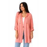 Neden Tekstil - Neden Tekstil Kadın Kapüşonlu Uzun Relaxed Fit Triko Hırka - 38 - Pembe