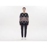 Neden Tekstil - Neden Tekstil Kadın Oversize Triko Kazak - Modern Geometrik Desen - Standart - Siyah