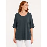 Neden Tekstil - Neden Tekstil Kadın Oversize Yuvarlak Yaka Basic Bluz - L - Koyu Yeşil