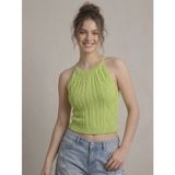 Neden Tekstil - Neden Tekstil Kadın Triko Örme Halter Yaka Crop Bluz - Standart - Yeşil