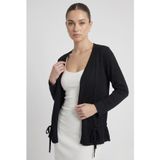 Neden Tekstil - Neden Tekstil Premium Sim Dokulu Bağcık Detaylı Kadın Triko Elegant Hırka - S/M - Siyah