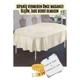 NEEA HOME Oval Masa Örtüsü - Beyaz Renk - Su Itici, Leke Tutmaz, Yıkanabilir %100 Polyester Oval Masaörtüsü