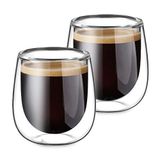 Needd Çift Katmanlı Cam Bardak Seti 2'li 250 ml | Borosilikat Double Wall Isı Yalıtımlı Şeffaf Kahve Bardağı | Americano, Latte, Cappuccino ve Soğuk İçecek için