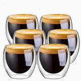 Needd Çift Katmanlı Espresso Cam Bardak Seti 6'lı 80 ml | Borosilikat Double Wall Isı Yalıtımlı Şeffaf Kahve Bardağı | Espresso ve Ristretto için