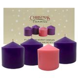 Needzo 2022 Advent Mor ve Pembe Katolik Küçük Konik Mumlar, Dini Kokusuz Sütun Mum Seti 4'lü, 7,5 cm