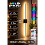 neeko Bekos Şarjlı RGB Duvar Apliği 65 cm | Kumandalı | 16 Renk | 4 Işık Modu | 360° Dönebilen | USB Type-C Şarjlı LED Aplik