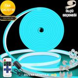 Neeko Neon Esnek Şerit LED Tak Çalıştır Kumandalı - Dimmer- Buz Mavisi - 5 m